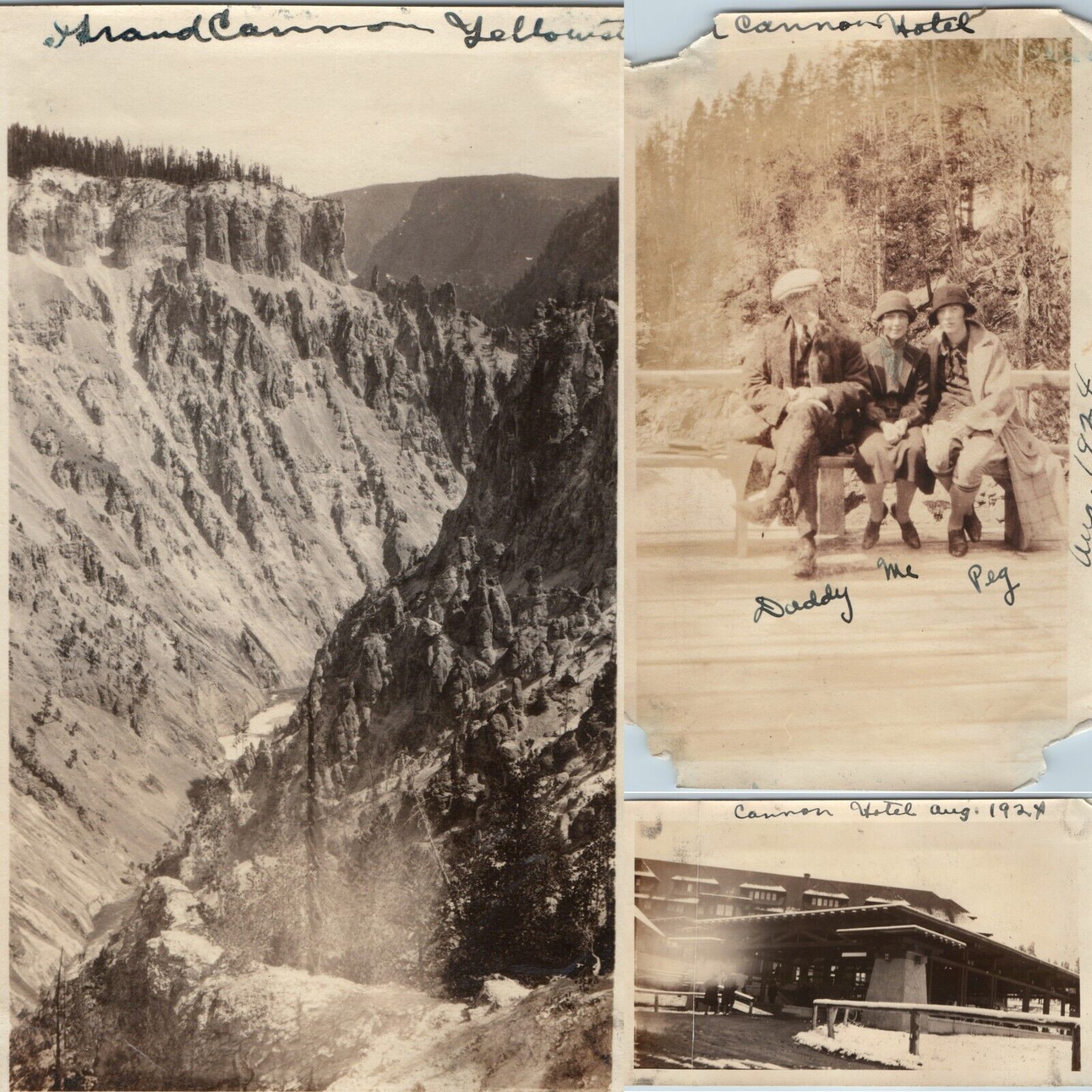x3 LOT 1951 Yellowstone Grand Canyon Hotel Cabin Lodge Real Photo Snapshots C55