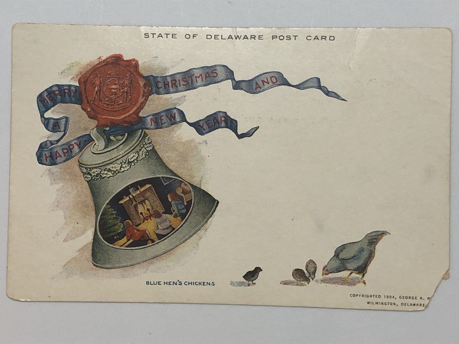 State of Delaware Official New Years Christmas Greetings Postcard 1904 Unposted