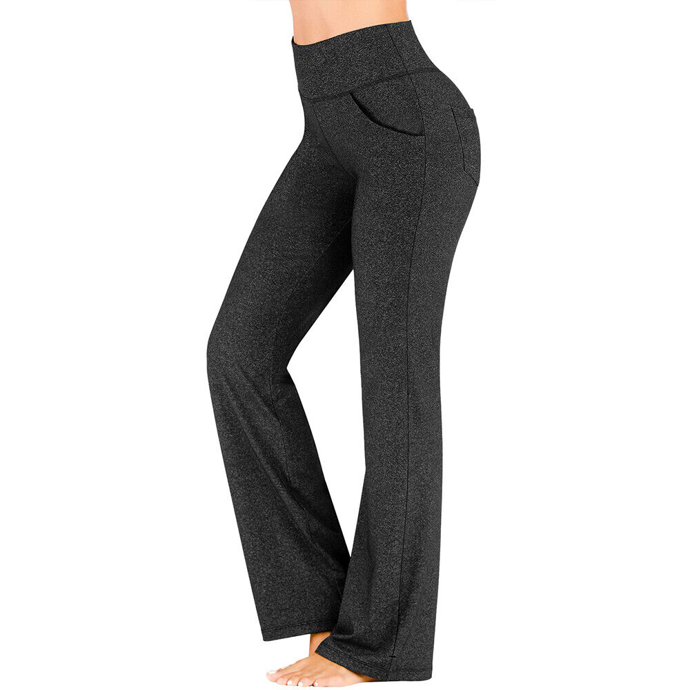 Women High Waist Stretch Yoga Pants Bootcut Flare Wide Leg Leggings Fitness Gym