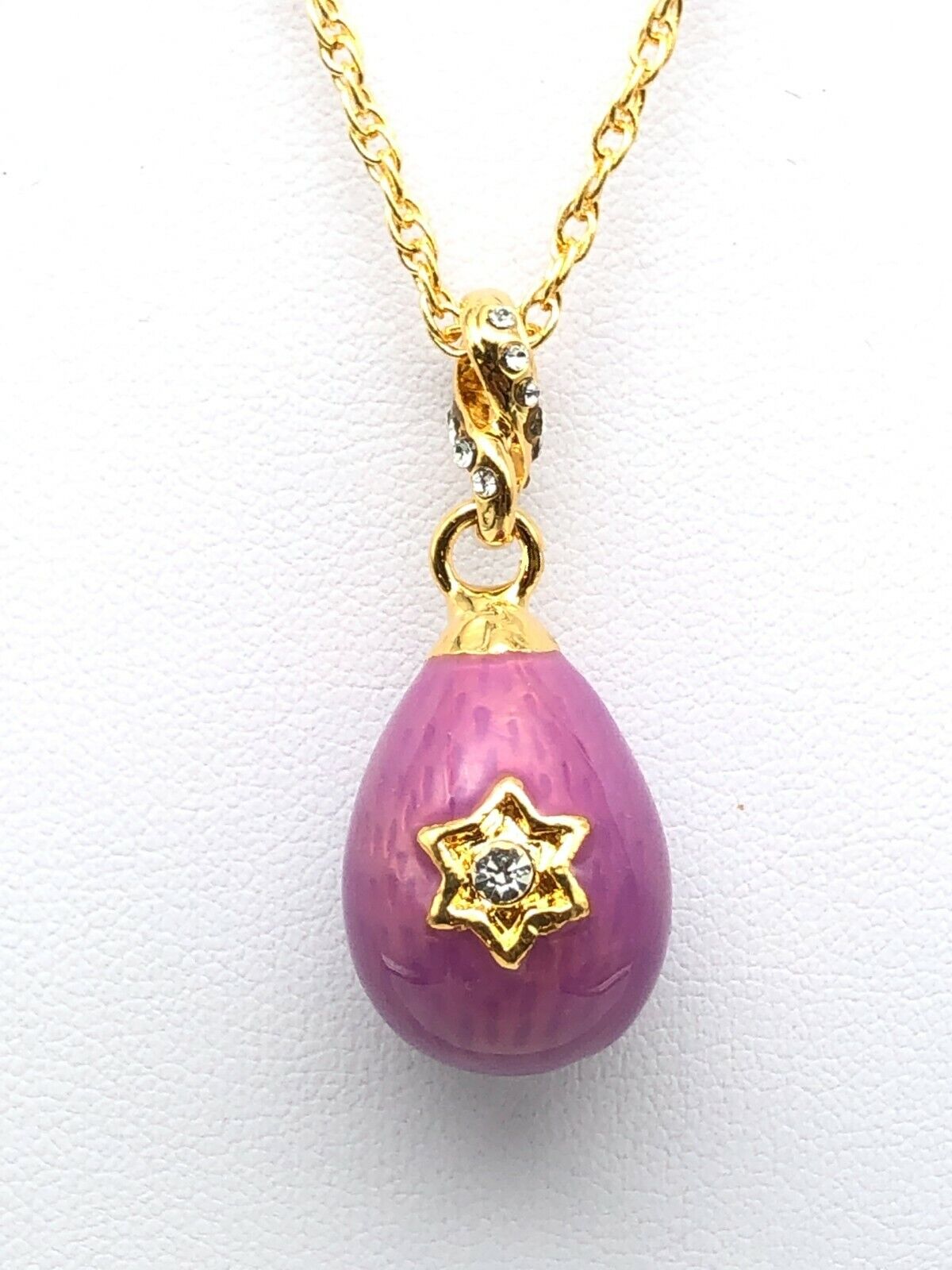 Purple Egg Pendant Necklace with crystals by Keren Kopal