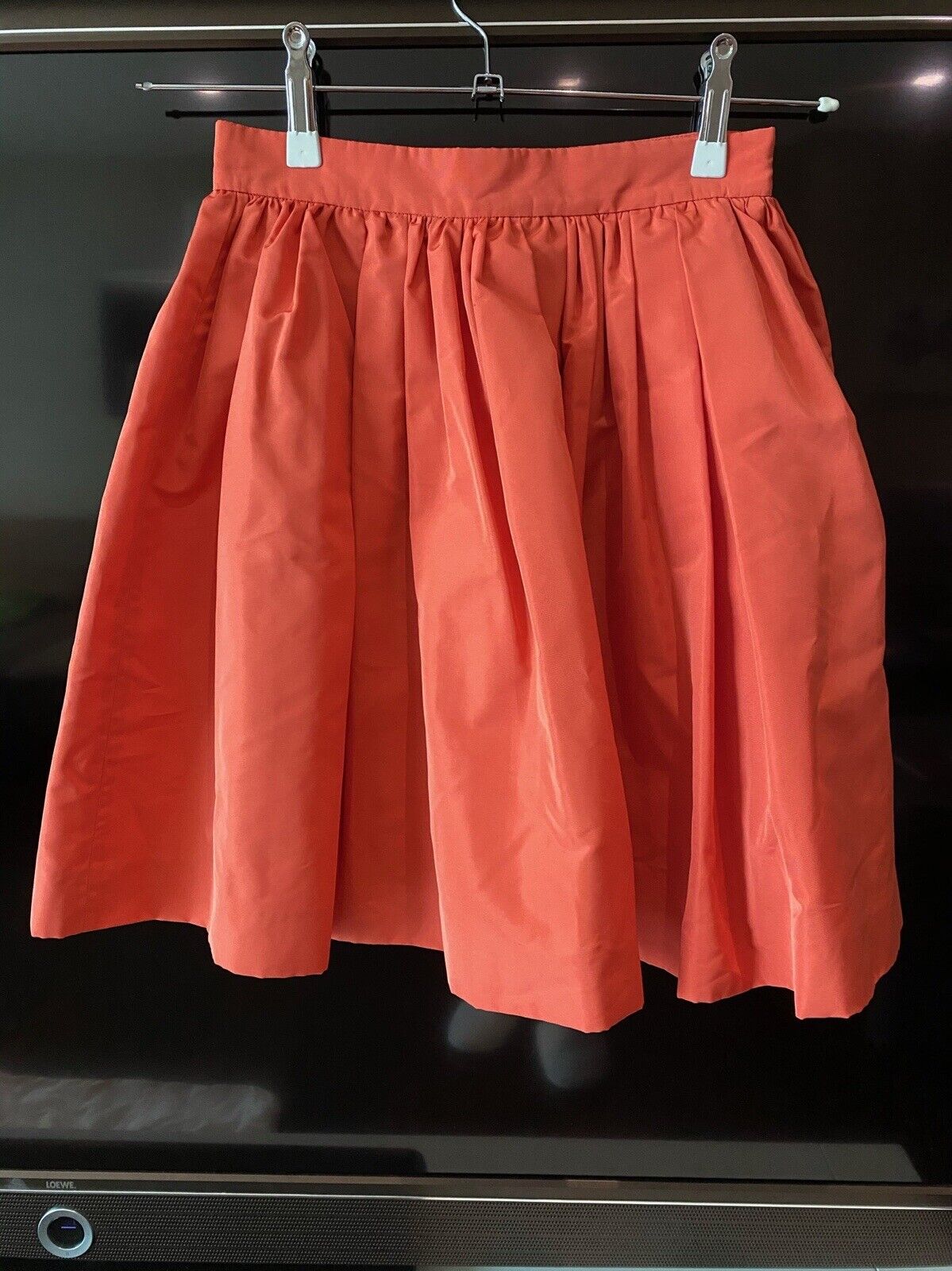miumiu silk mini skirt prada designer size 38 orange red RRP £850