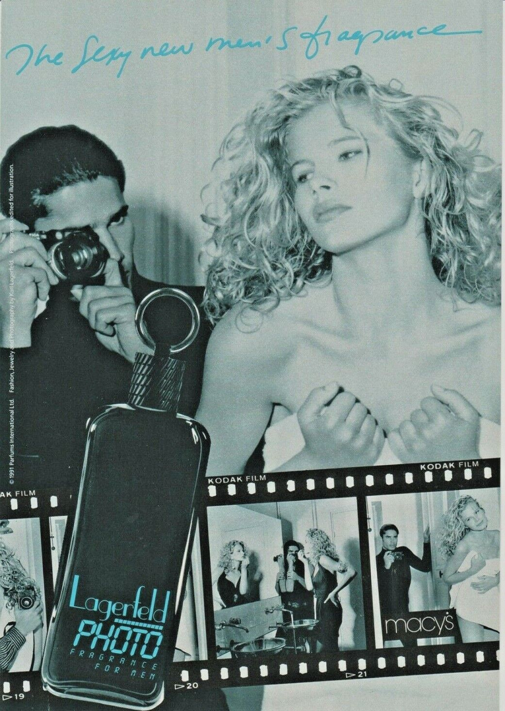 LAGERFELD PHOTO men\'s fragrance vintage print ad 1991 magazine sexy girl