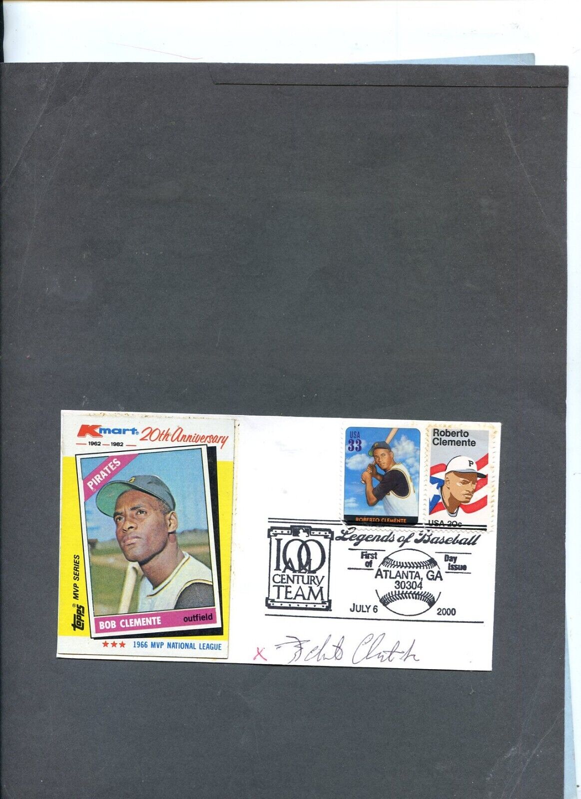 AUTHENTIC Roberto Clemente Jr. signed  Baseball card cacheted Clemente FDC