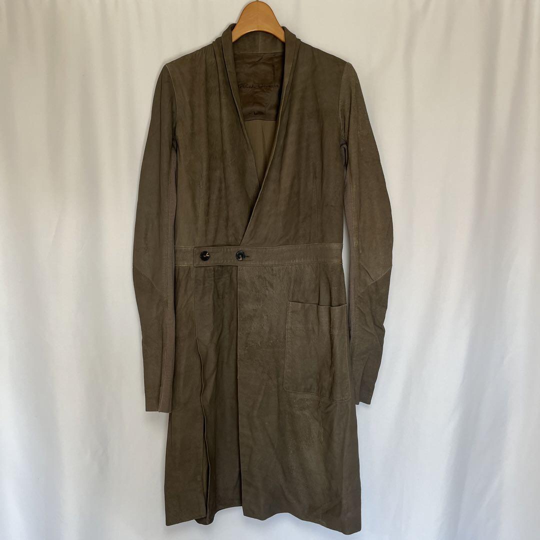 Rick Owens Shawl Collar Leather Long Coat Dust 40 Jacket