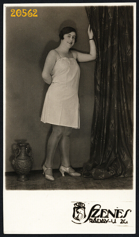 sexy woman in camisole, silk stockings, by Szenes, Vintage Photograph, 1930’s Hu