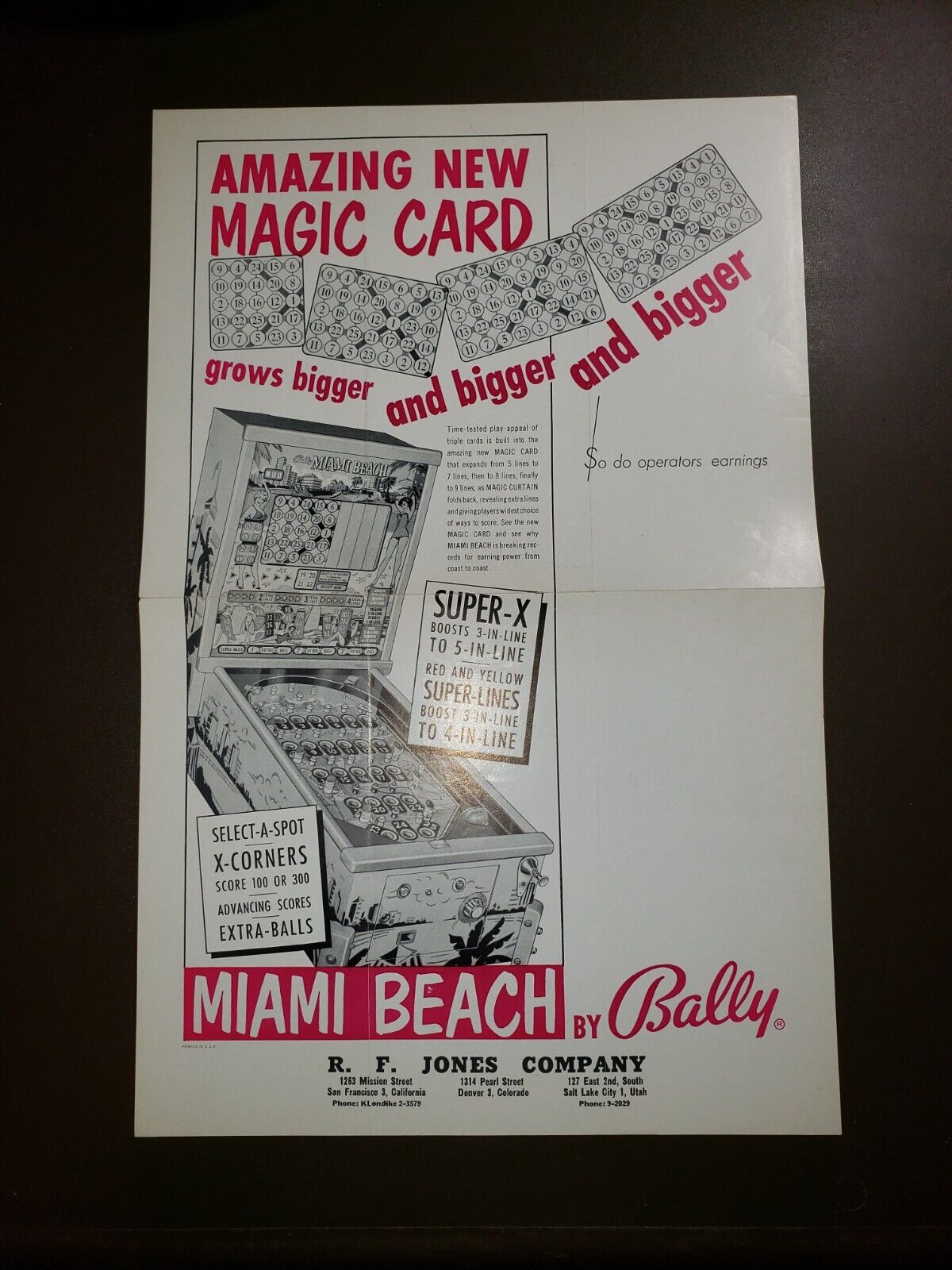 Bally MIAMI BEACH Original Bingo Flyer