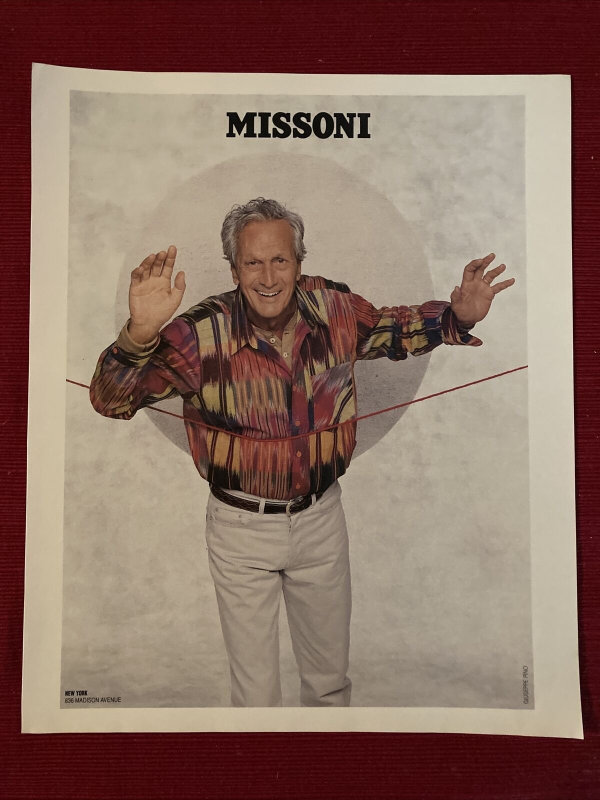 Guiseppe Pino for Missoni Men’s Designer Clothing 1991 Print Ad Great to Frame