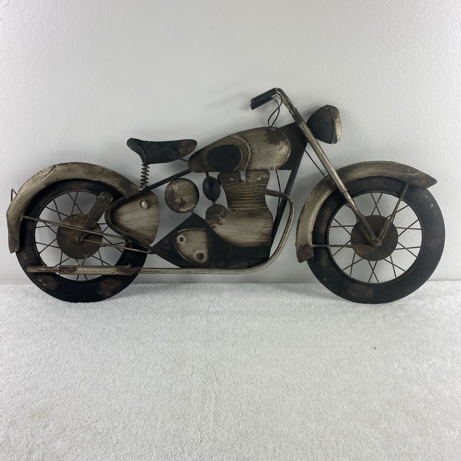 Rustic 3D Motorcycle Metal Wall Art Decor Hanging Brushed Vintage Harley