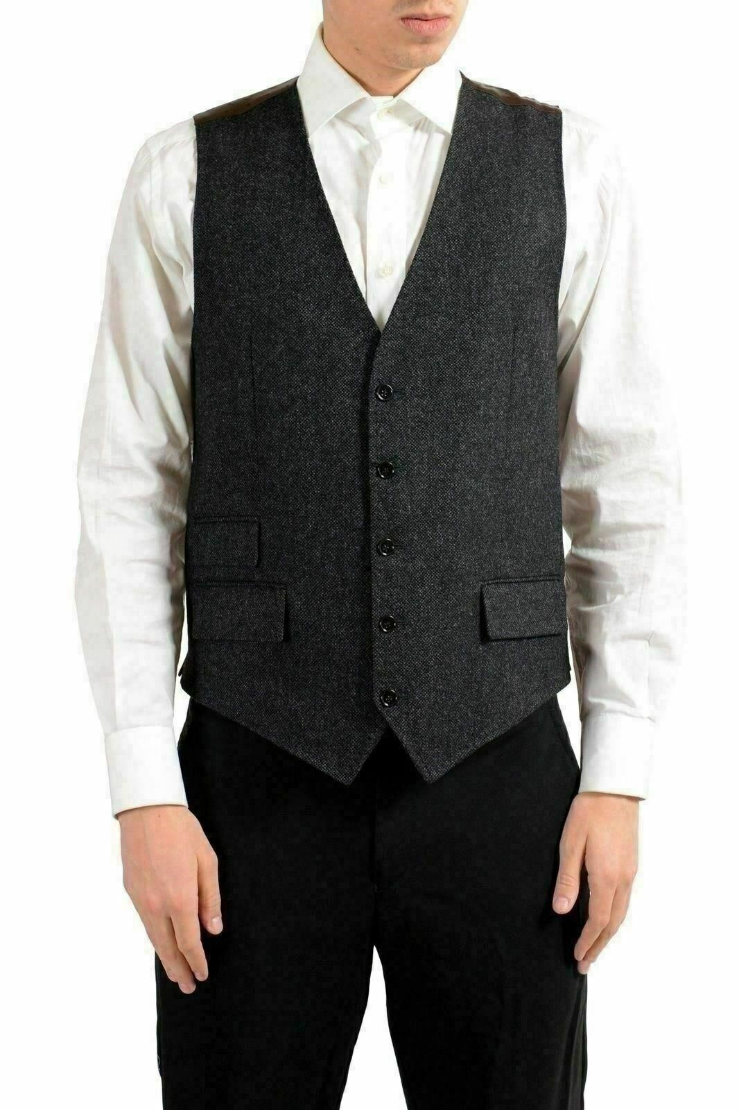 Dolce & Gabbana Men\'s Gray Wool Cashmere Button Up Vest US 40 IT 50