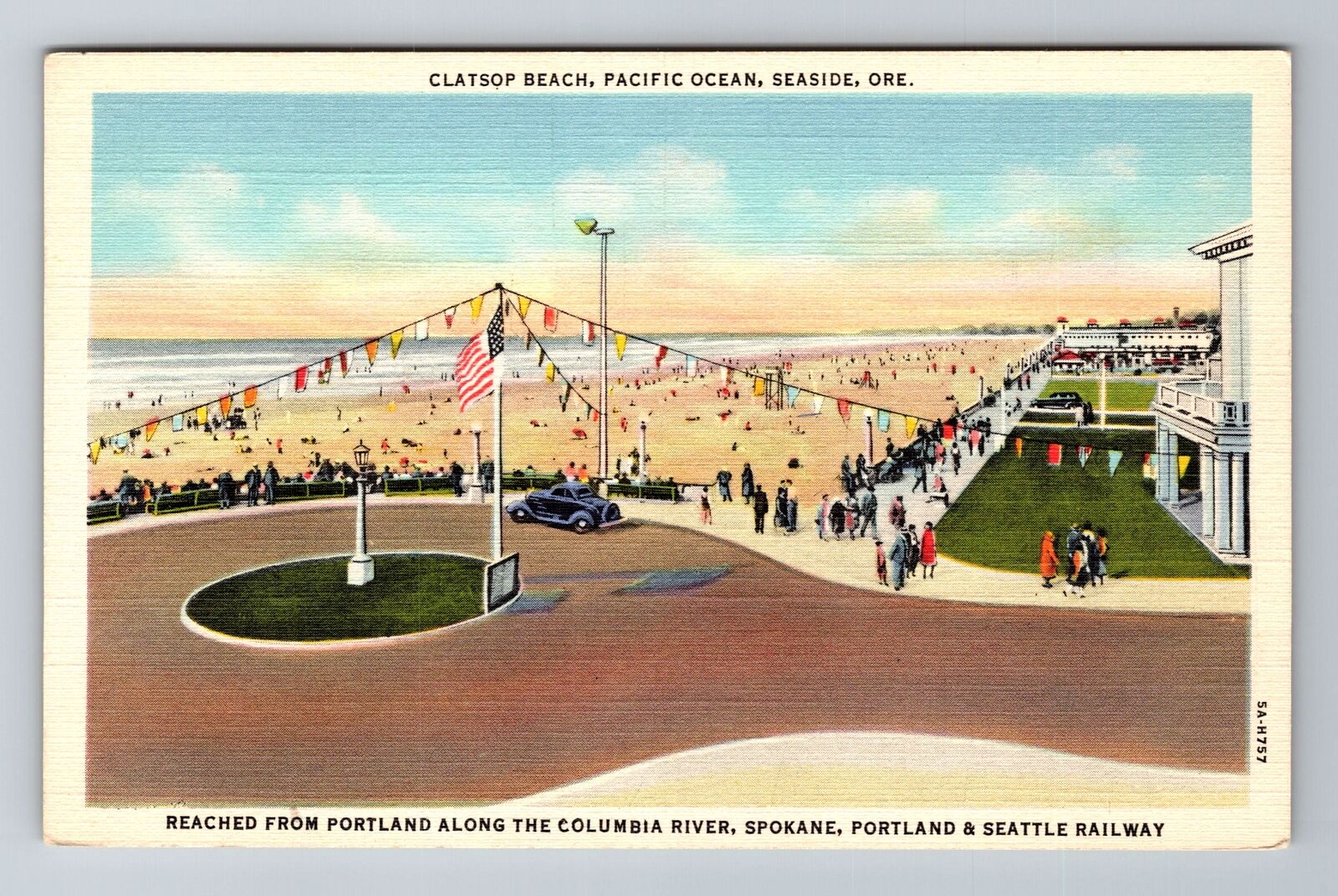 Seaside OR-Oregon, Clatsop Beach, Pacific Ocean, Antique, Vintage Postcard