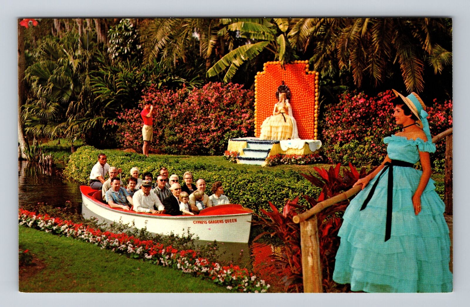 Cypress Gardens FL-Florida, Throne of Citrus Royalty, Antique Vintage Postcard