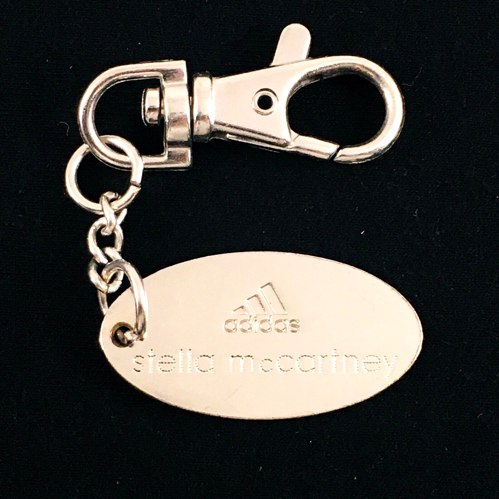 Adidas Stella McCartney Oval Silver Tone Lobster Clasp Keychain Vintage.
