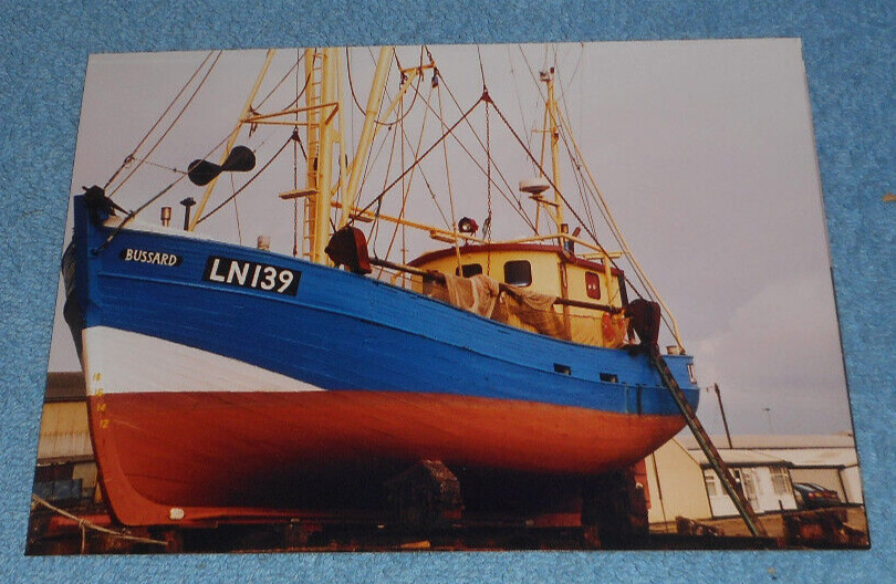 Vintage English Fishing Boat Photo King\'s Lynn Trawler LN139 Bussard Dry Dock