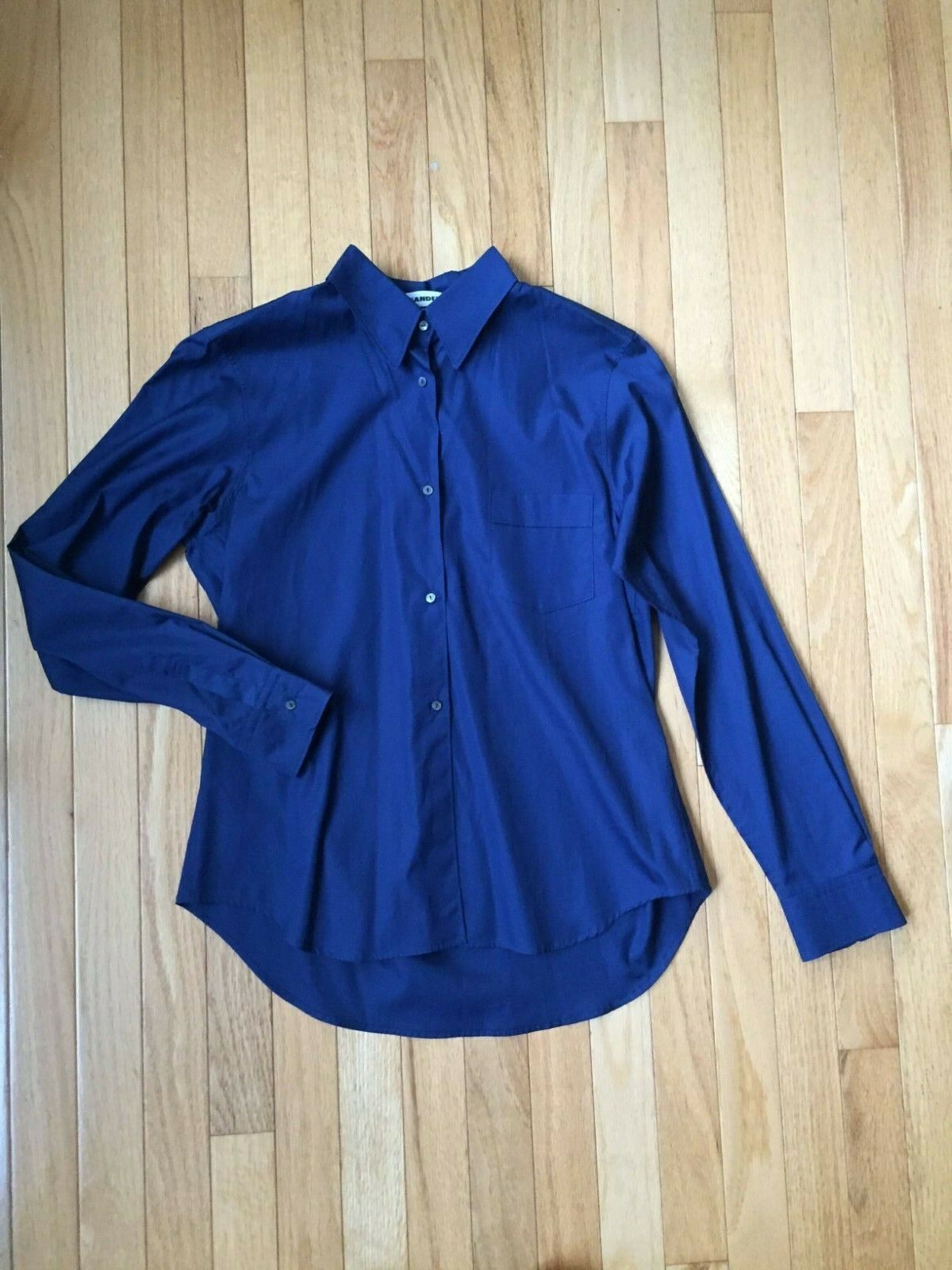 Jil Sander Women\'s Blue Cotton Button Up Long Sleeve Shirt Size 36 Italy /US 4