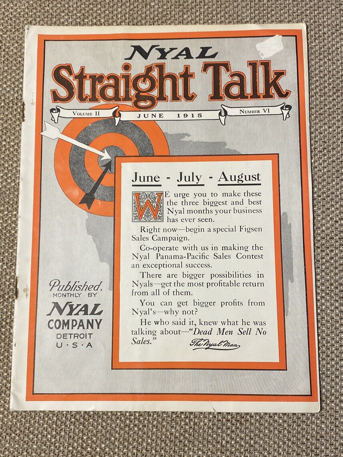 Vintage Advertising Nyal Drug Store Five & Dime Magazine 1915 Straight Talk