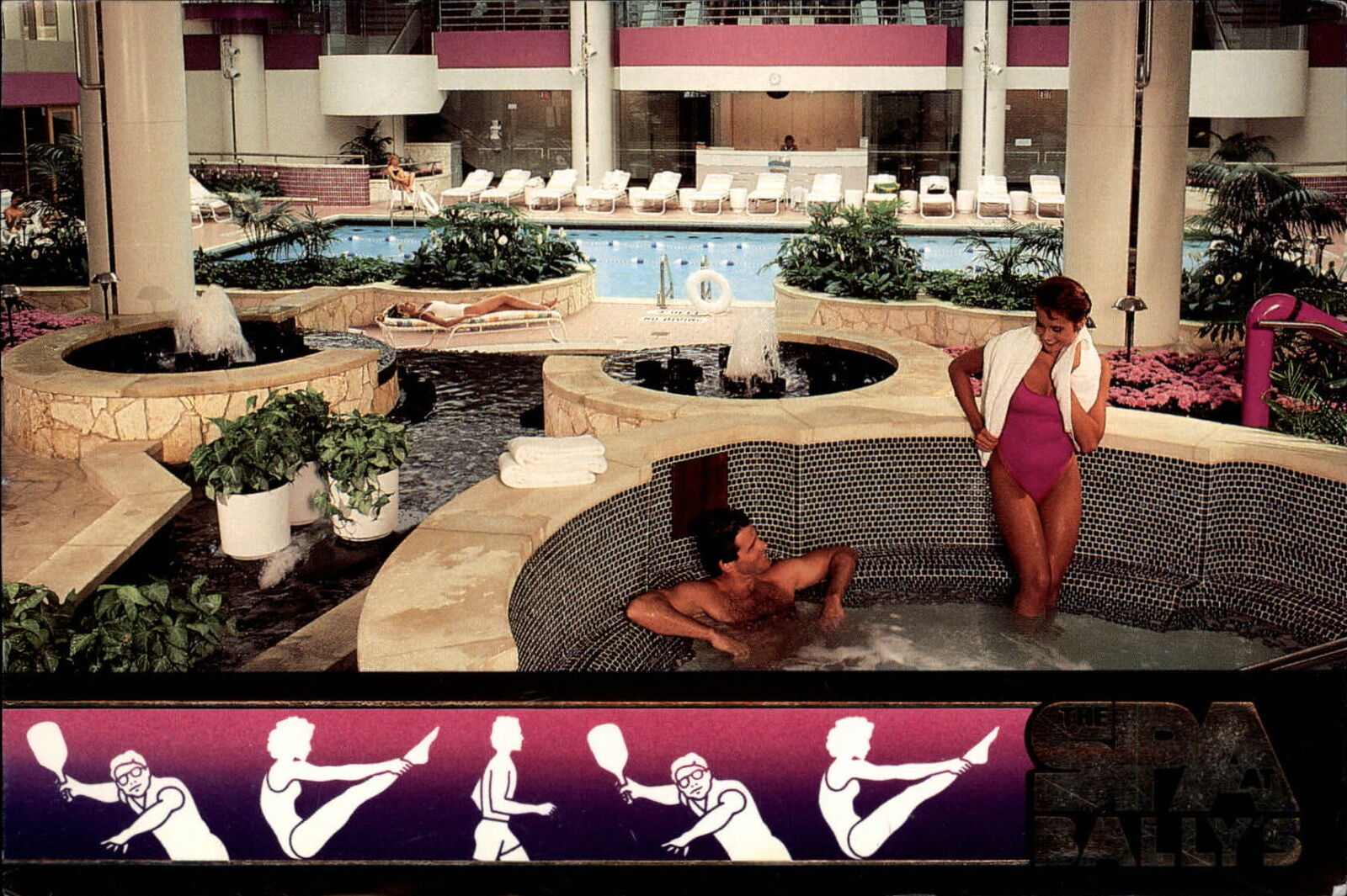 New Jersey Atlantic City Bally's Park Place Casino Hotel hot tub postcard sku559
