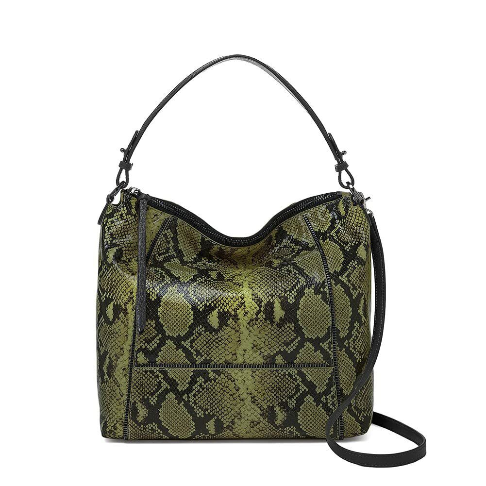 NWT Botkier Woman\'s Soho Medium Leather Hobo Bag Military Green Snake MSRP: $298