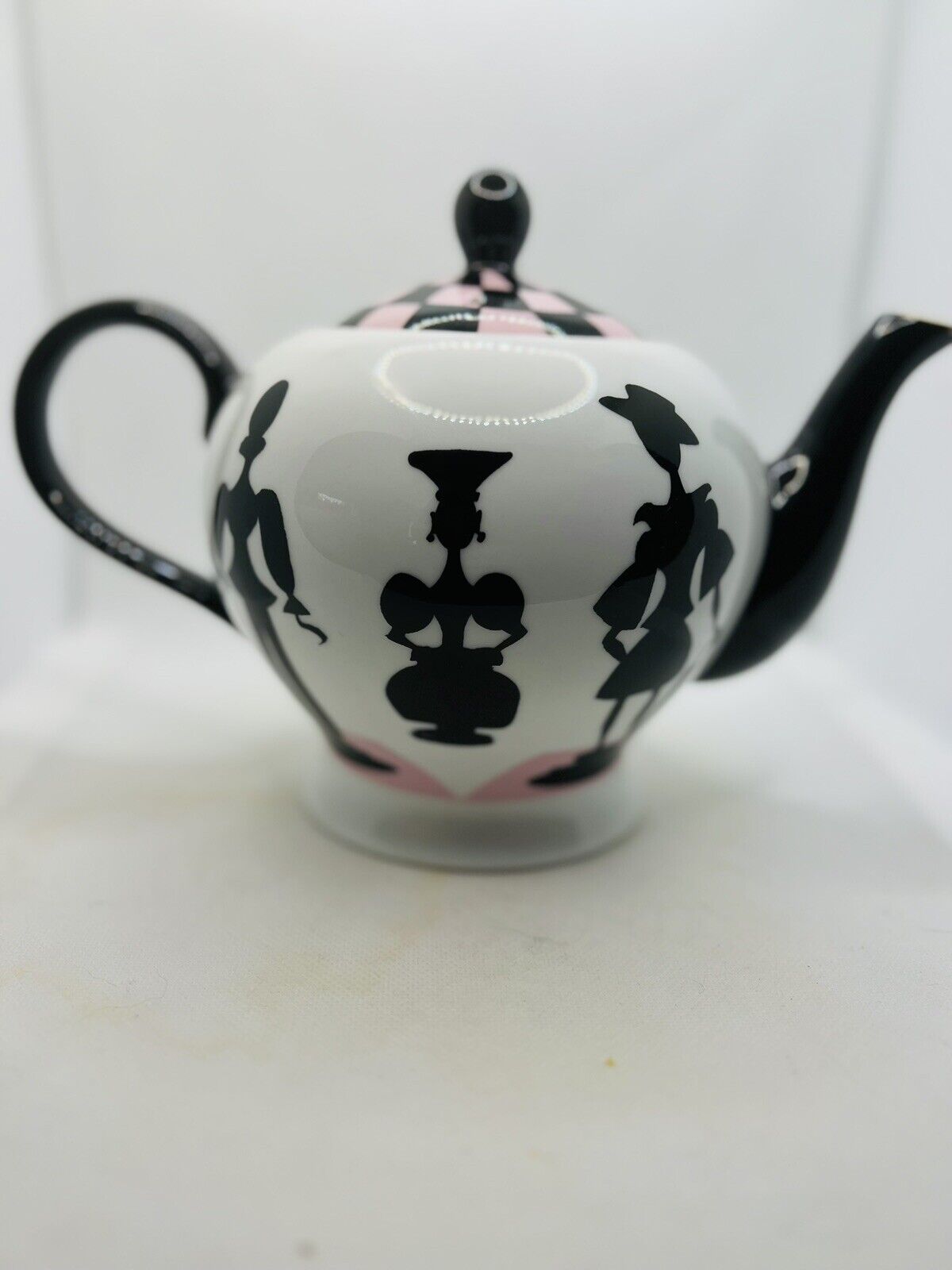 New Nordstrom R Toledo Collectible Checkered Ceramic Tea Pot Kettle Teapot W Lid