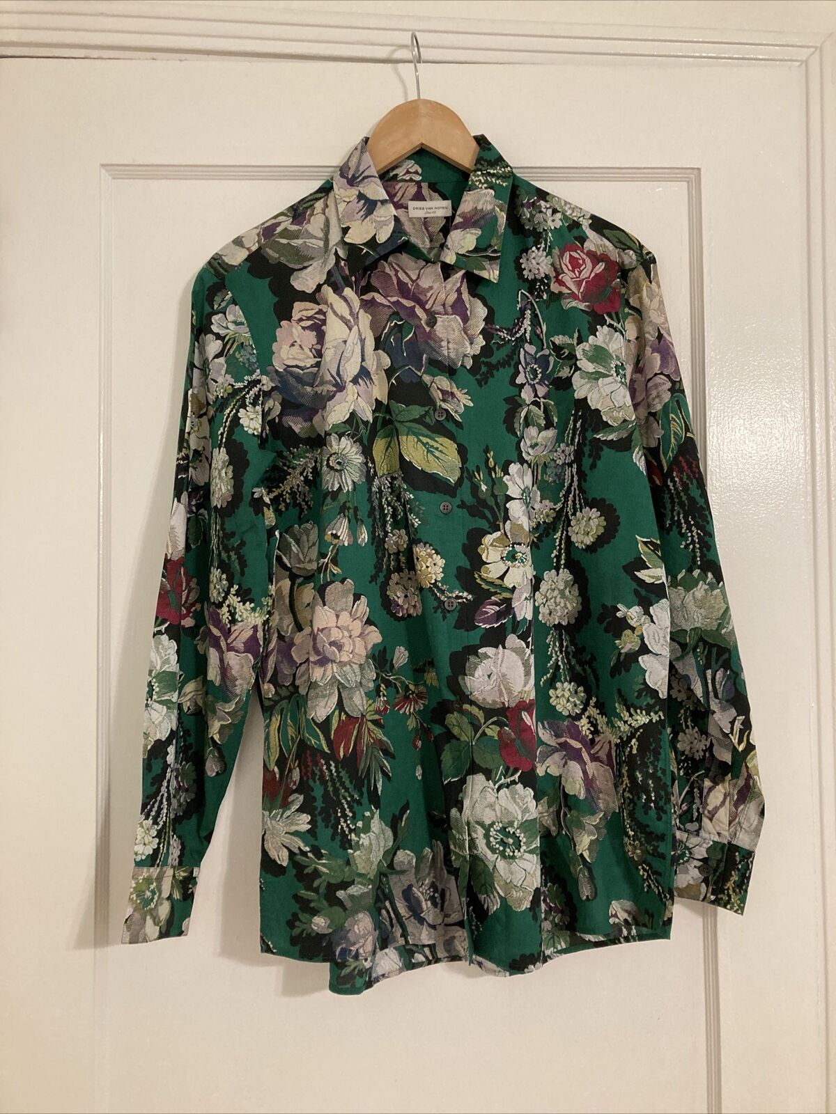 Dries Van Noten Women’s Cotton Floral Print Button Down Dress Shirt Size 42