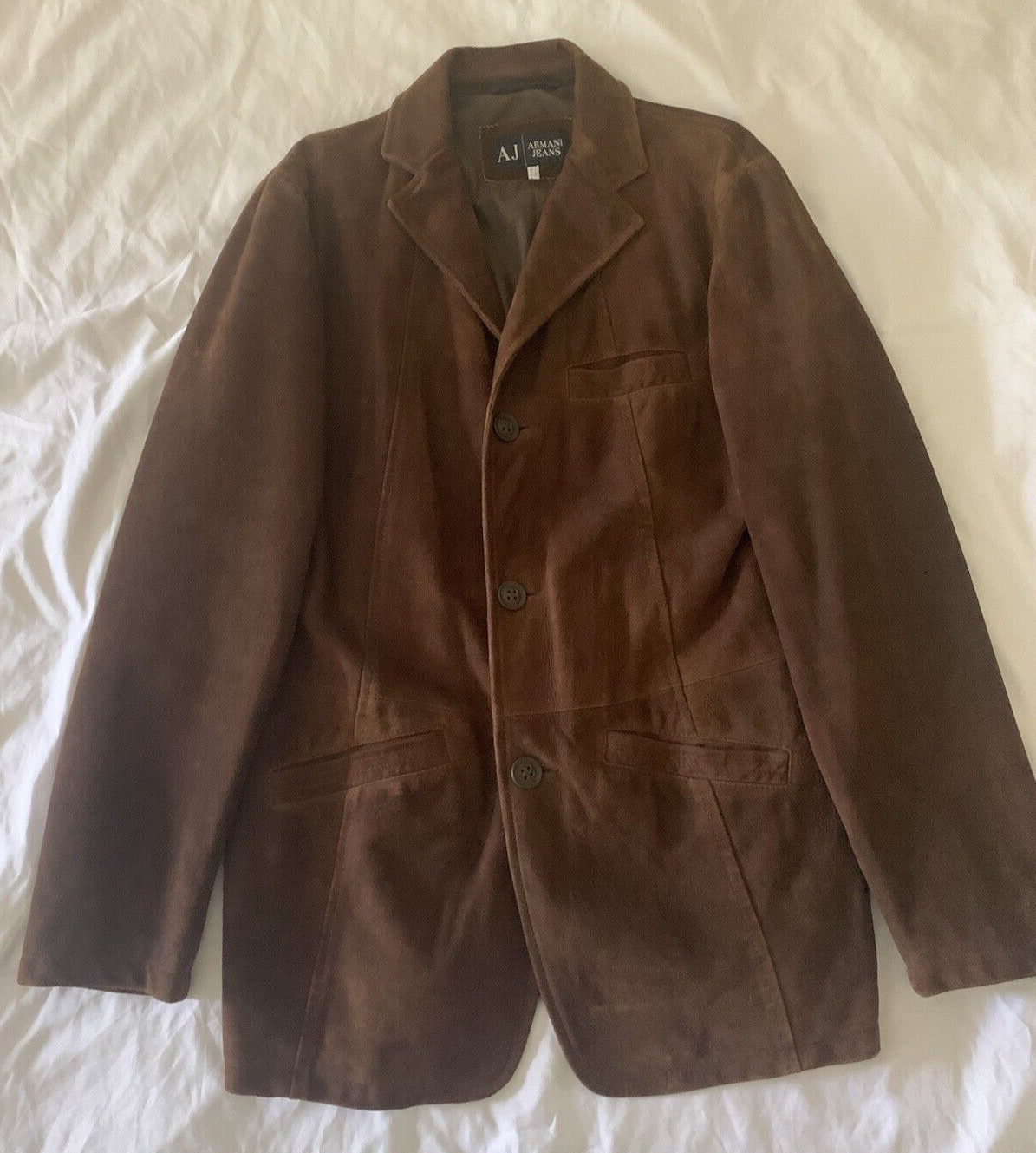 Giorgio Armani Velvet Leather, Brown, Size 52, Sport Jacket, Blazer, Vintage
