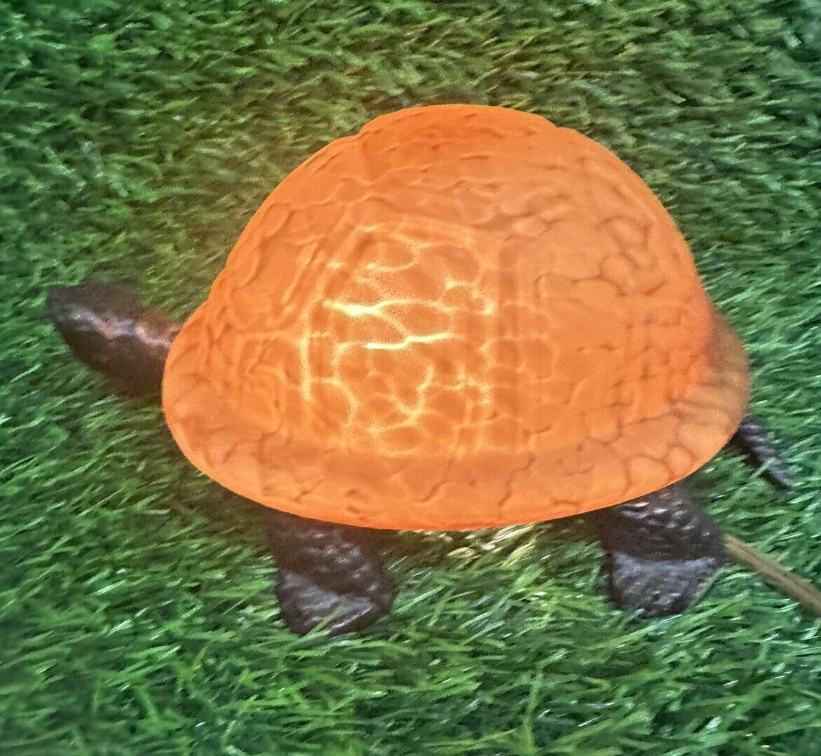 Vintage Brown Turtle Tortoise Accent Table Light nightlight Tiffany style Read