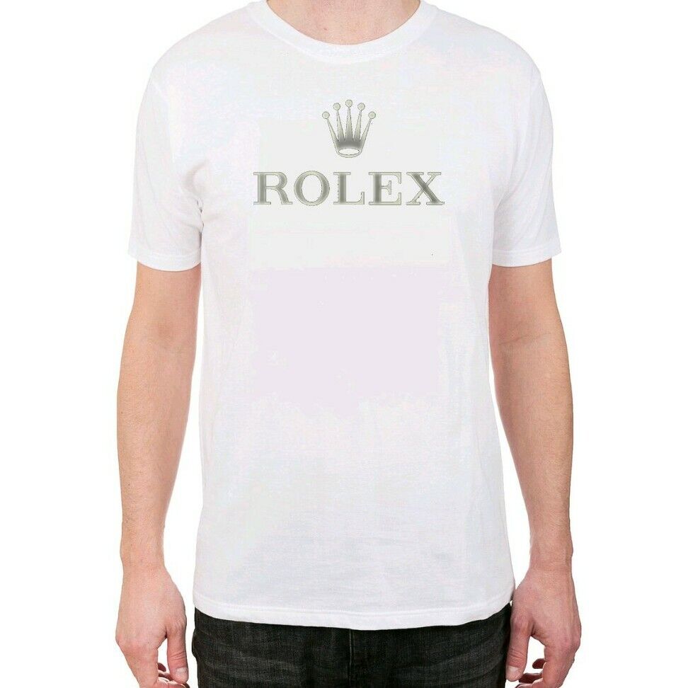 Rolex white T Shirt Iron On Glitter Transfer (S,M,L,XL) new t shirt hanes
