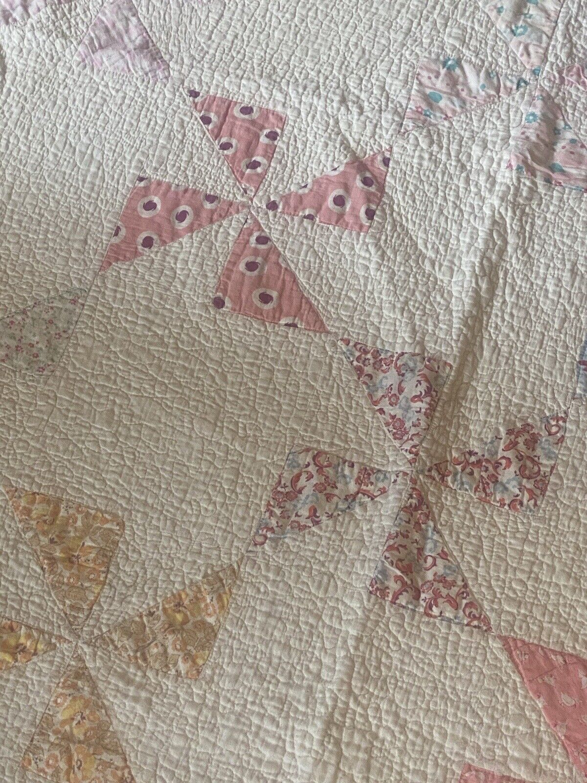 Vintage Antique Pinwheel SOFT Handmade Quilt 72 X 72 Excellent Collectible