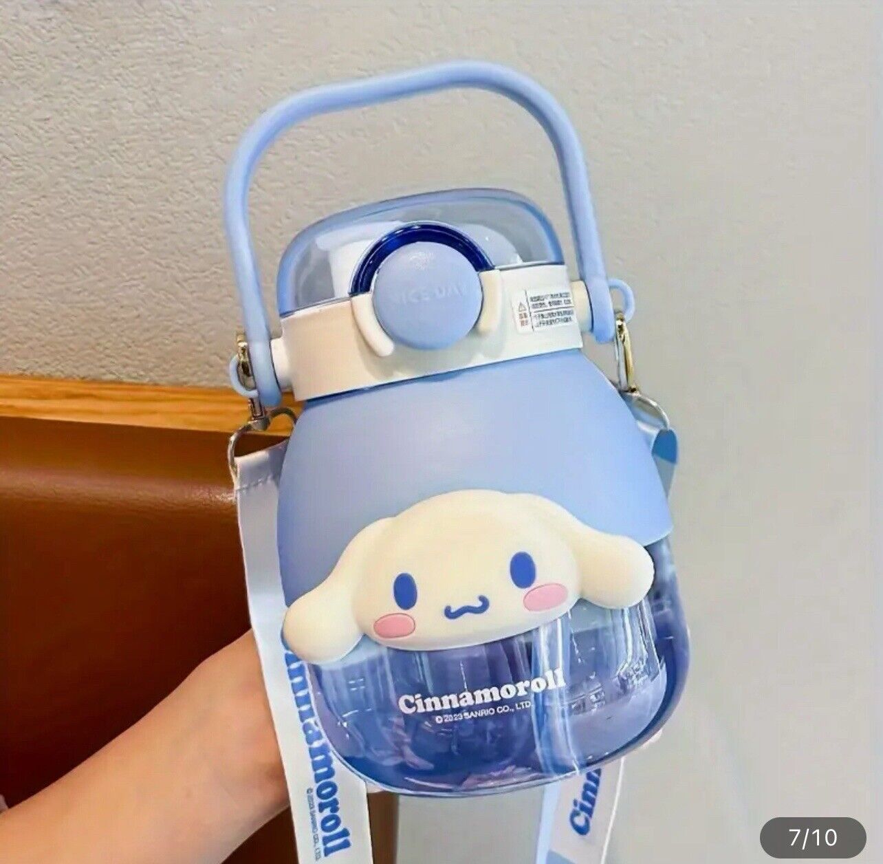 Cinnamoroll Sanrio Water Bottle With Strap Large Size Tritan Blue Kawaii 1050oz
