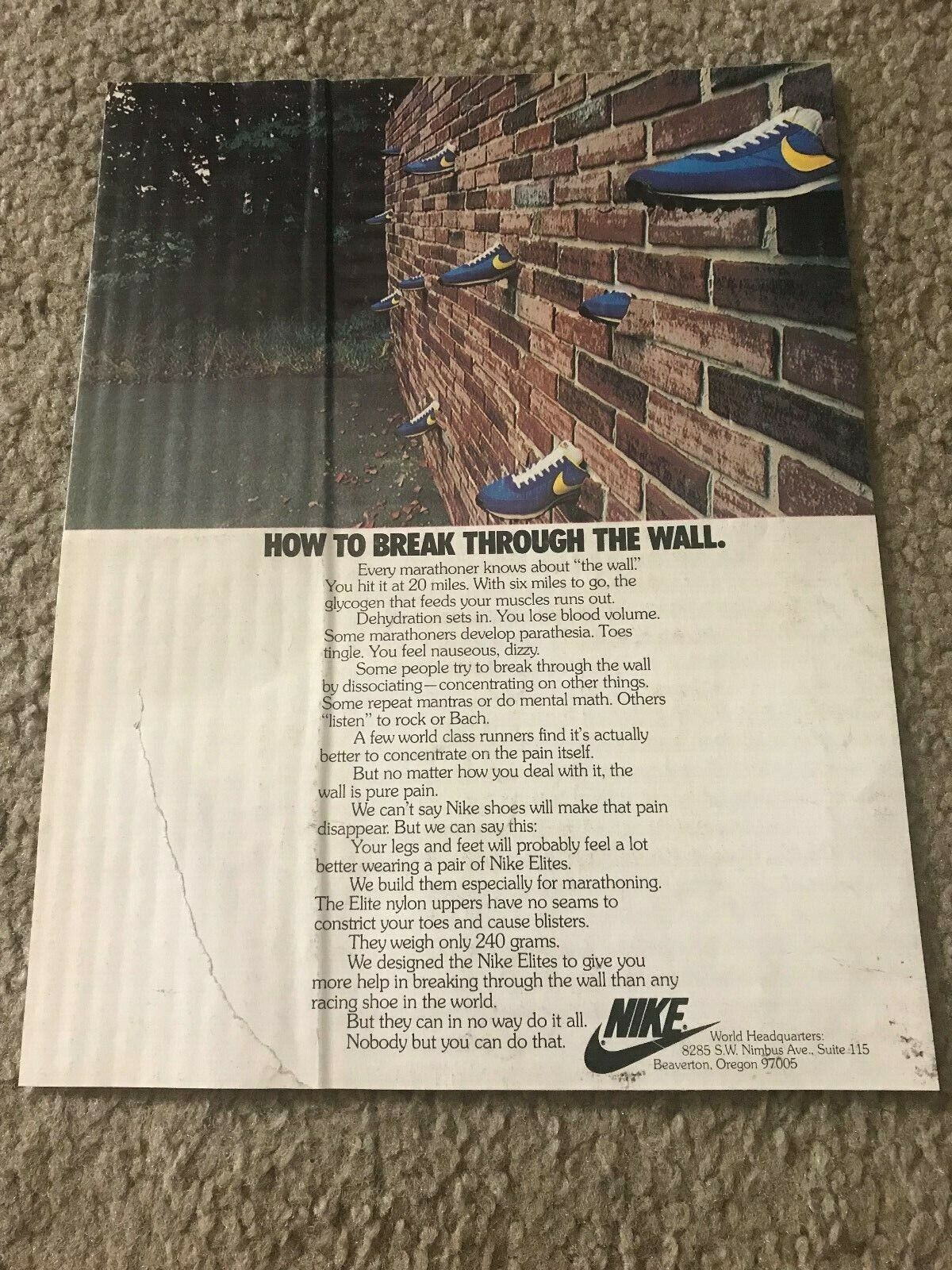 Vintage 1979 NIKE ELITE Running Shoes Poster Print Ad \