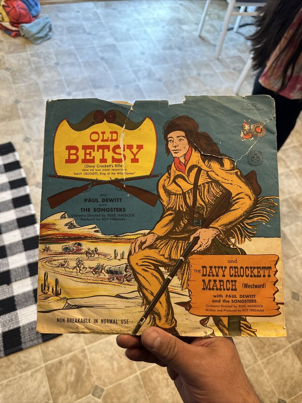 1953 Old Betsy Davy Crockett's Rifle Peter Pan Records Vintage Phono Record 78