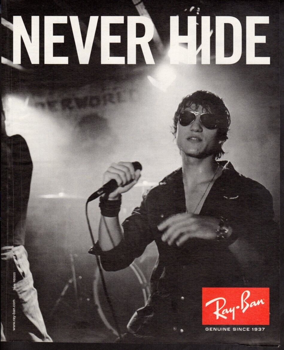 Vintage print ad advertisement Fashion Ray-Ban eyewear Never Hide RB3025 singer