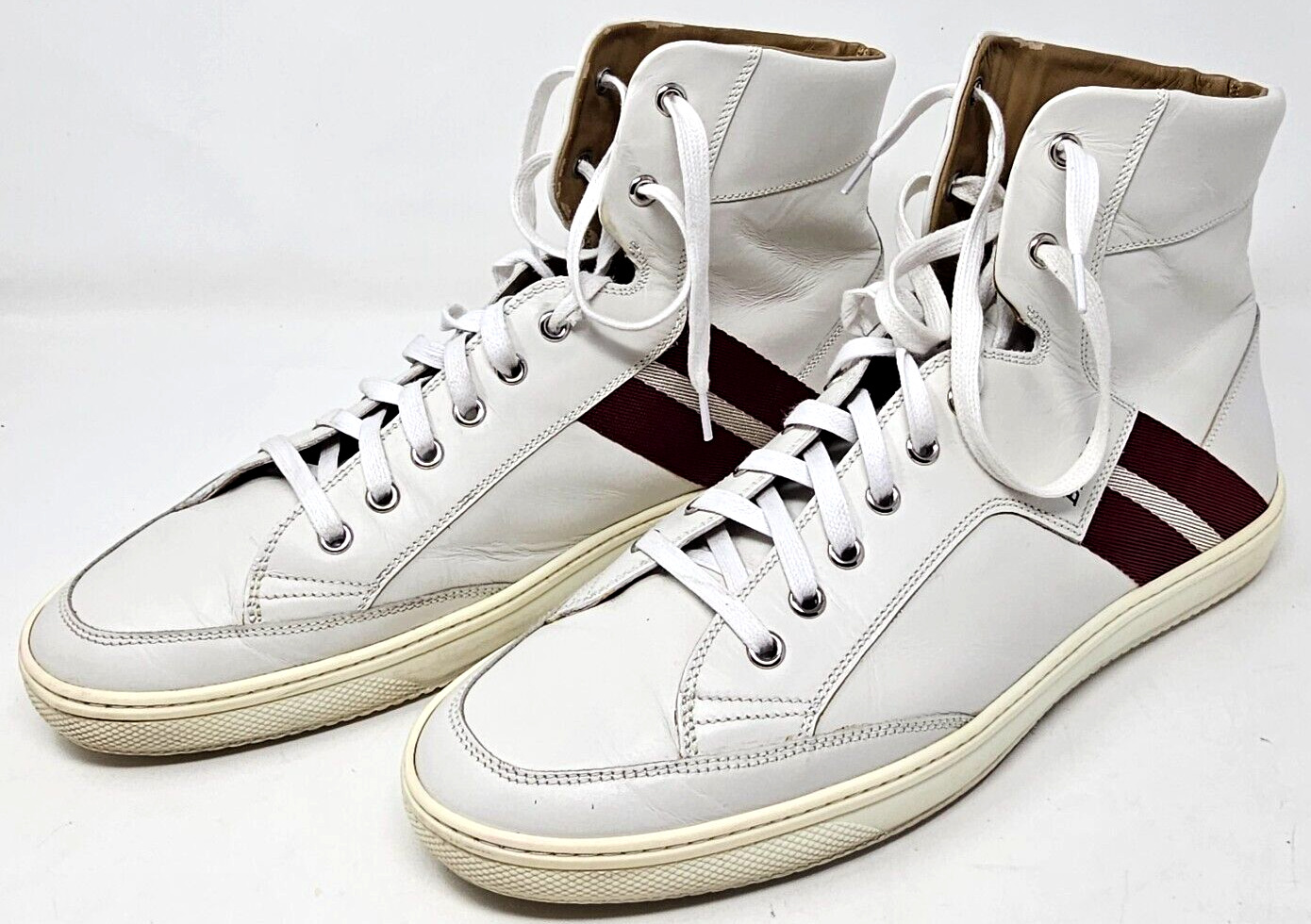 Bally Oldani Hi Top Leather Sneakers Men\'s Size 11.5 D White Shoes