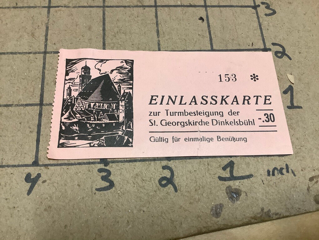 vintage circa 1969 vintage ticket from Germany: EINLASSKARTE has tear