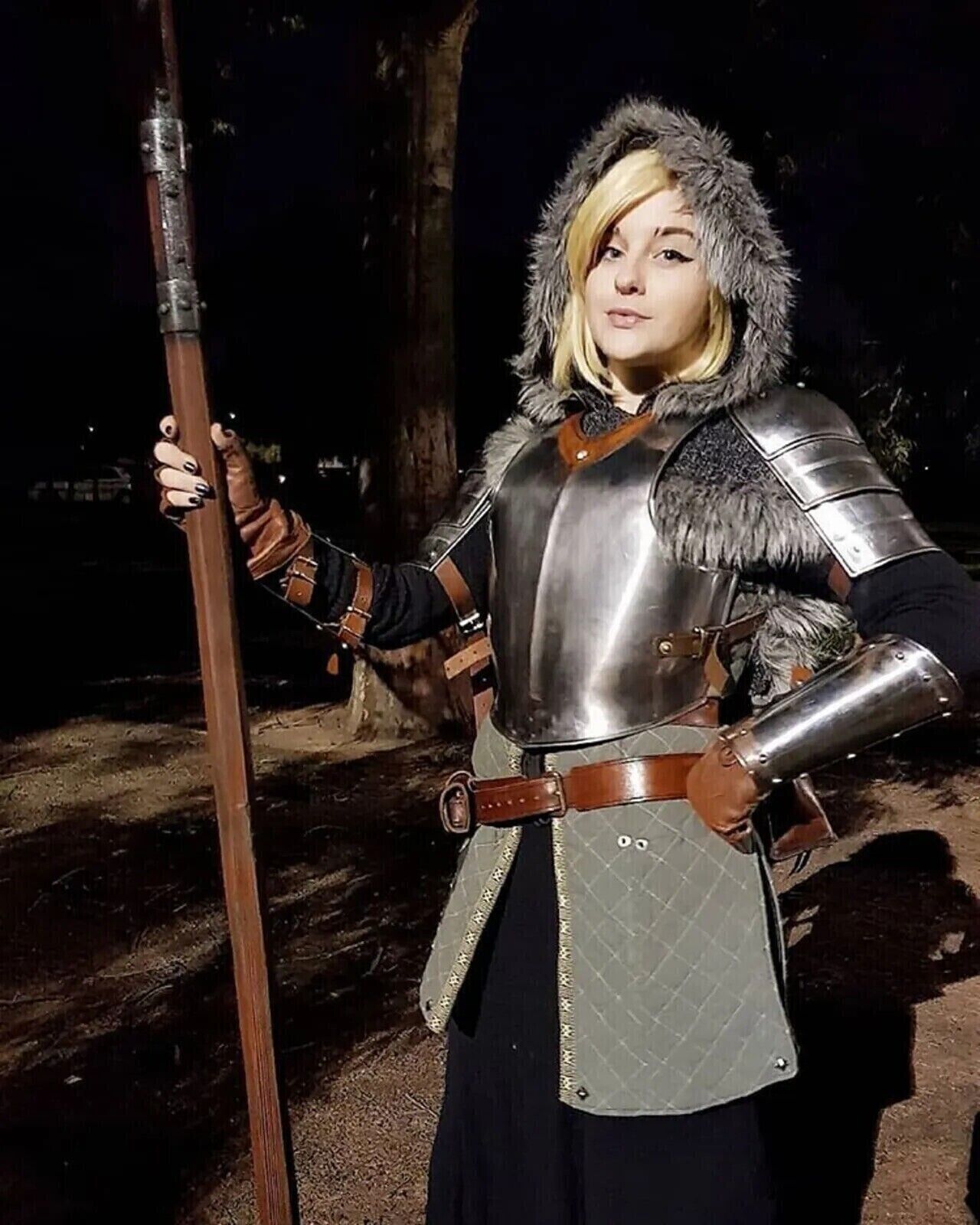 Halloween Lady Armor Suit Medieval Knight SCA Warrior Female Cuirass Steel Armor