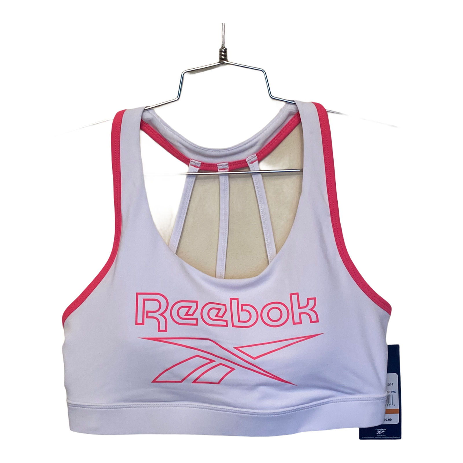 Reebok Burst Sports Bra Medium Support Stark White Knockout Pink Women Medium