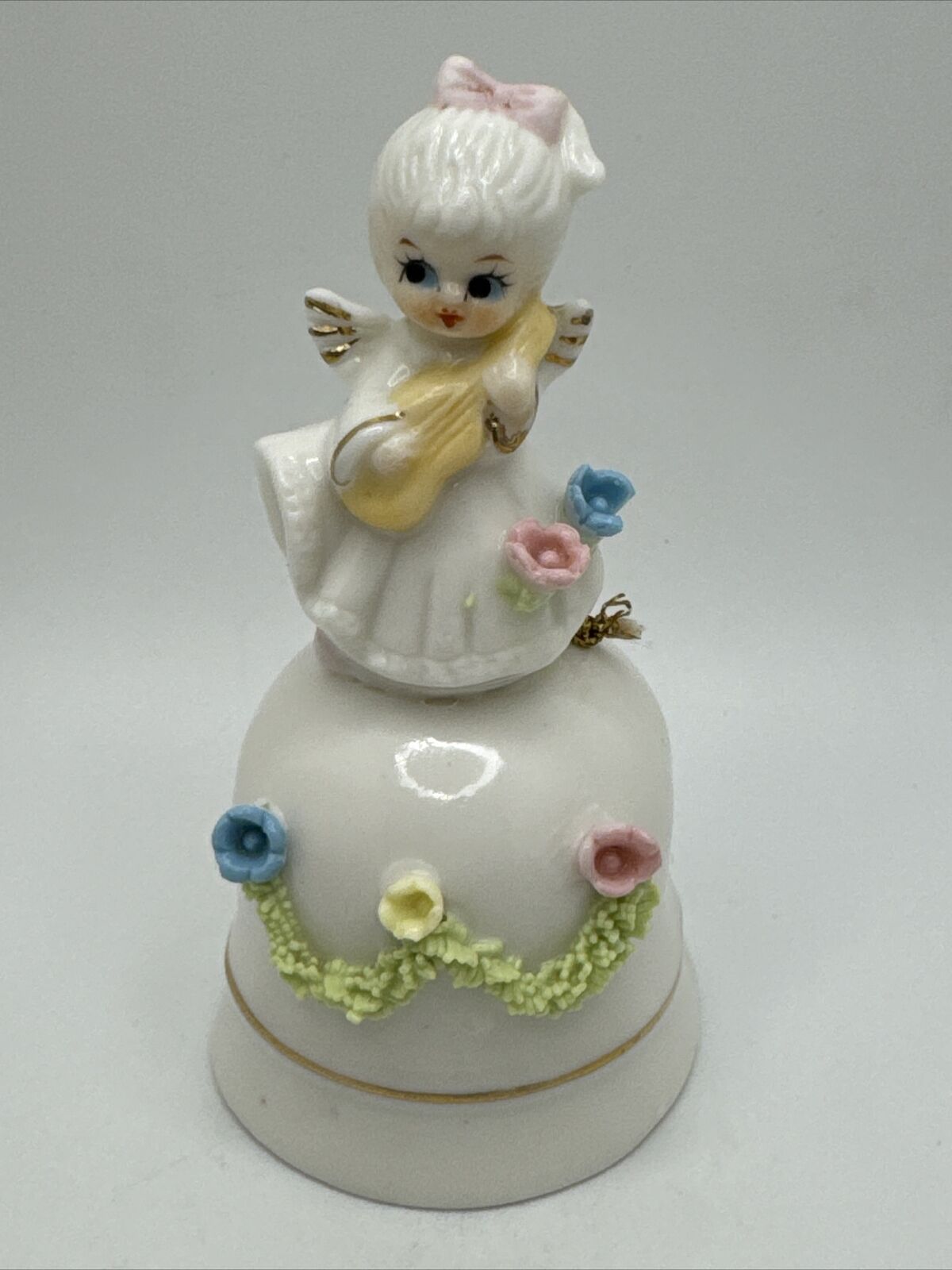 Vintage Napco Fine Porcelain 1956 angel Bell figurine 3.75” Mini