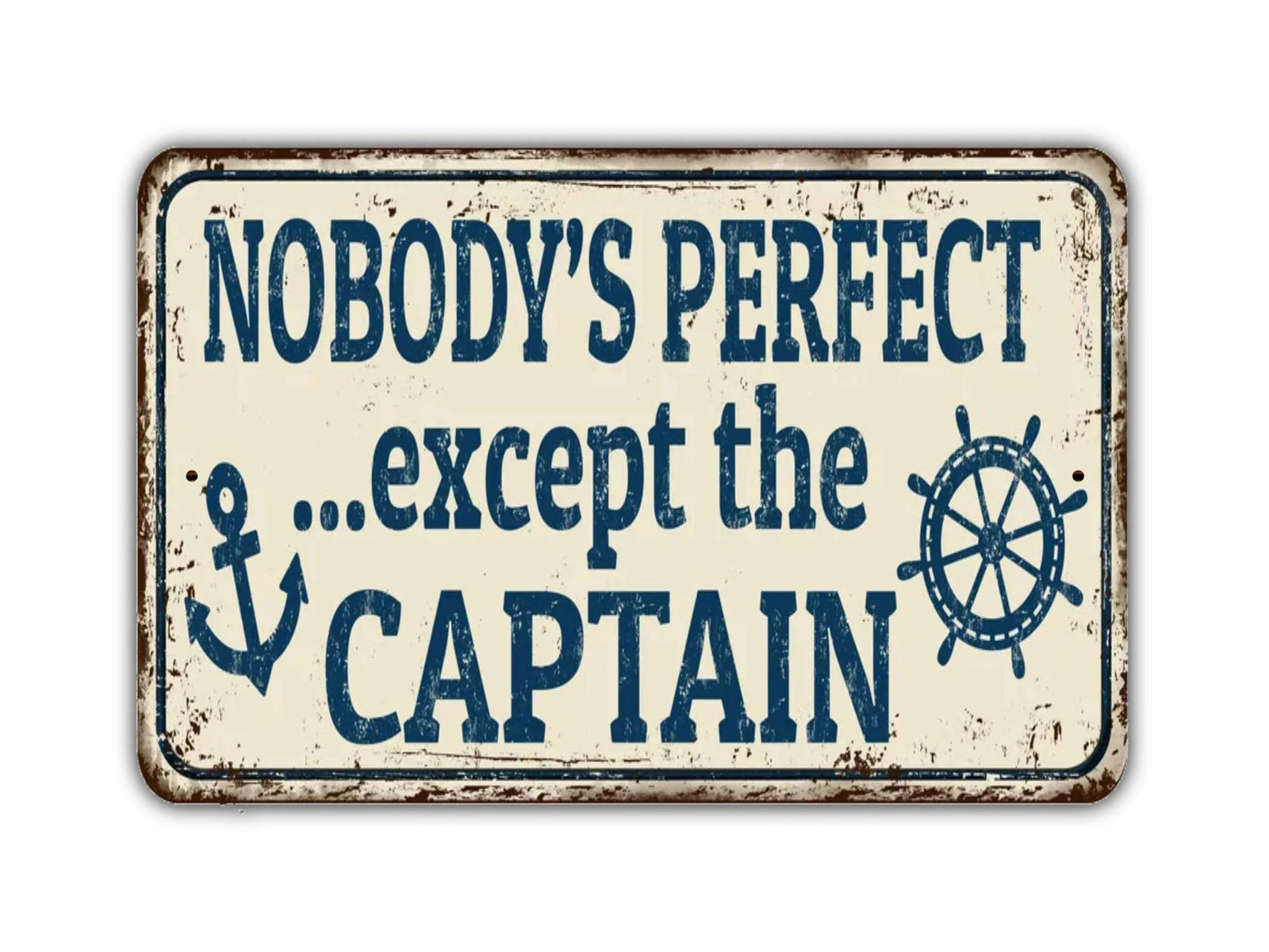 Nobody's Perfect Except The Captain Sign Fishing Boat Anchor Sea Vintage Style