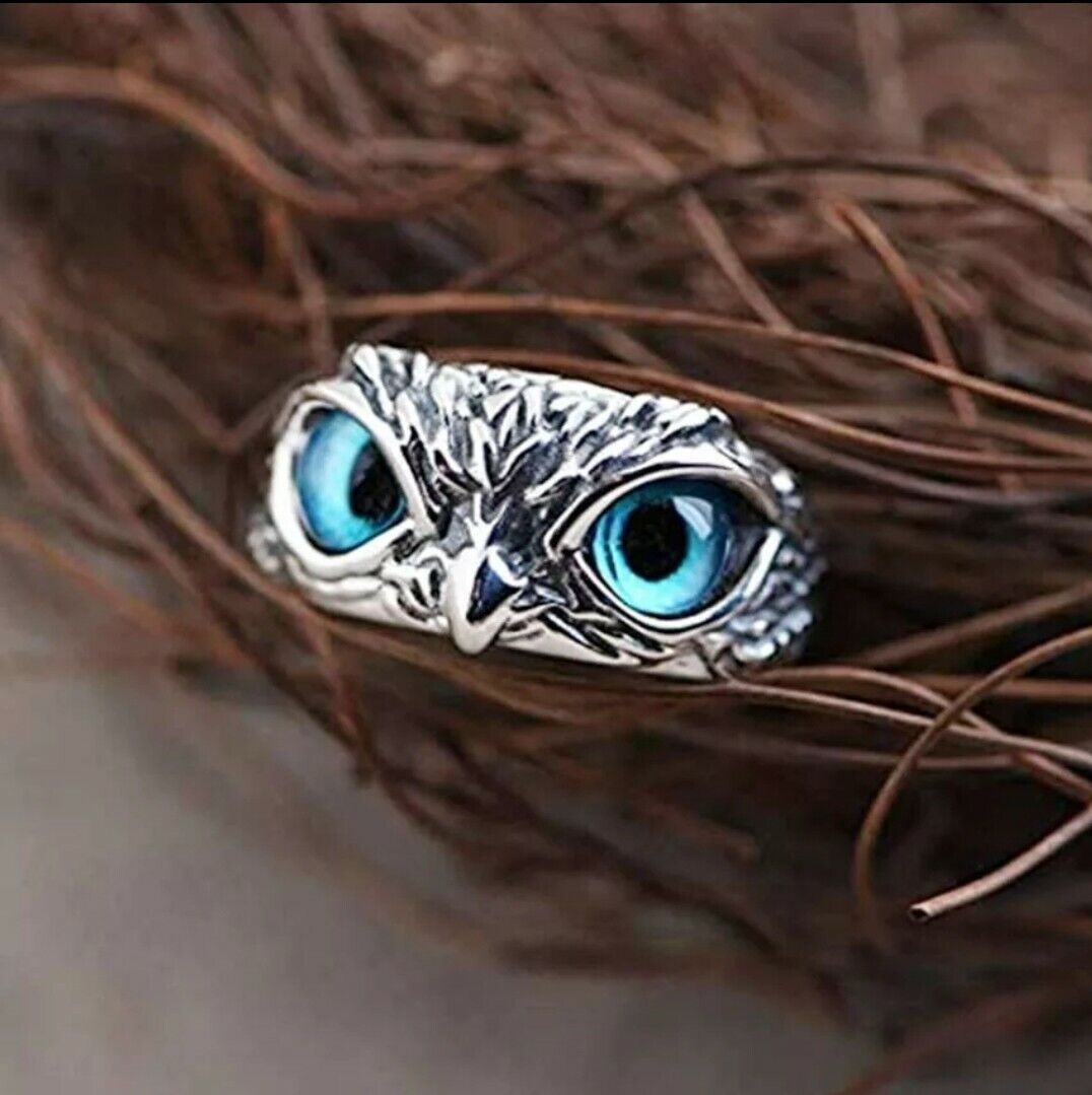 Women\'s Mens Fashion Jewelry Adjustable Owl Eyes Silver Color Simple 16-10