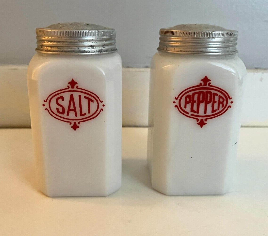 Vintage Hazel Atlas Milk Glass Salt & Pepper Range Shakers