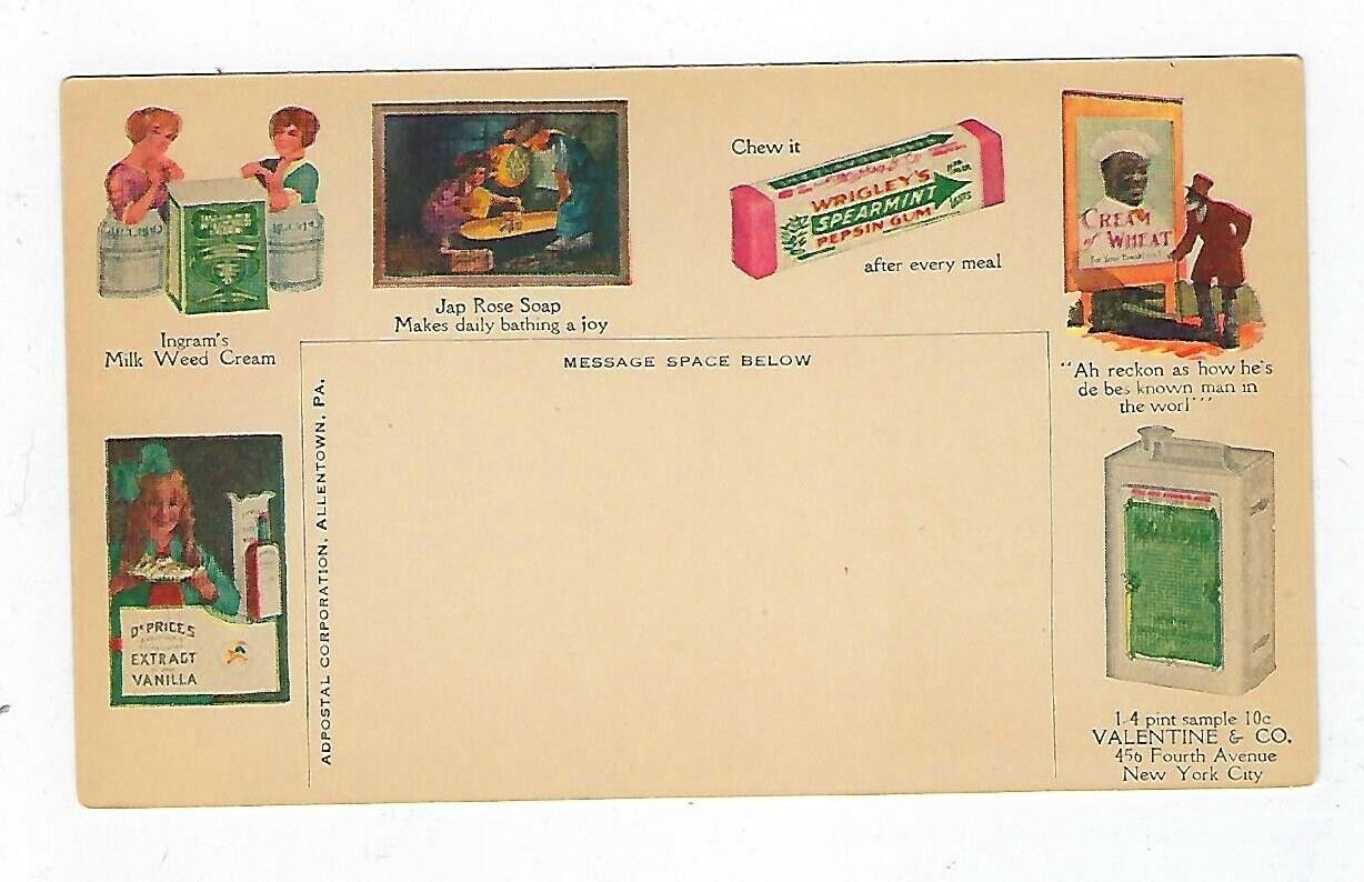 Early 1900's Adver. Postcard Spearmint Gum, Cream Wheat Etc. Who's The Lucky Man