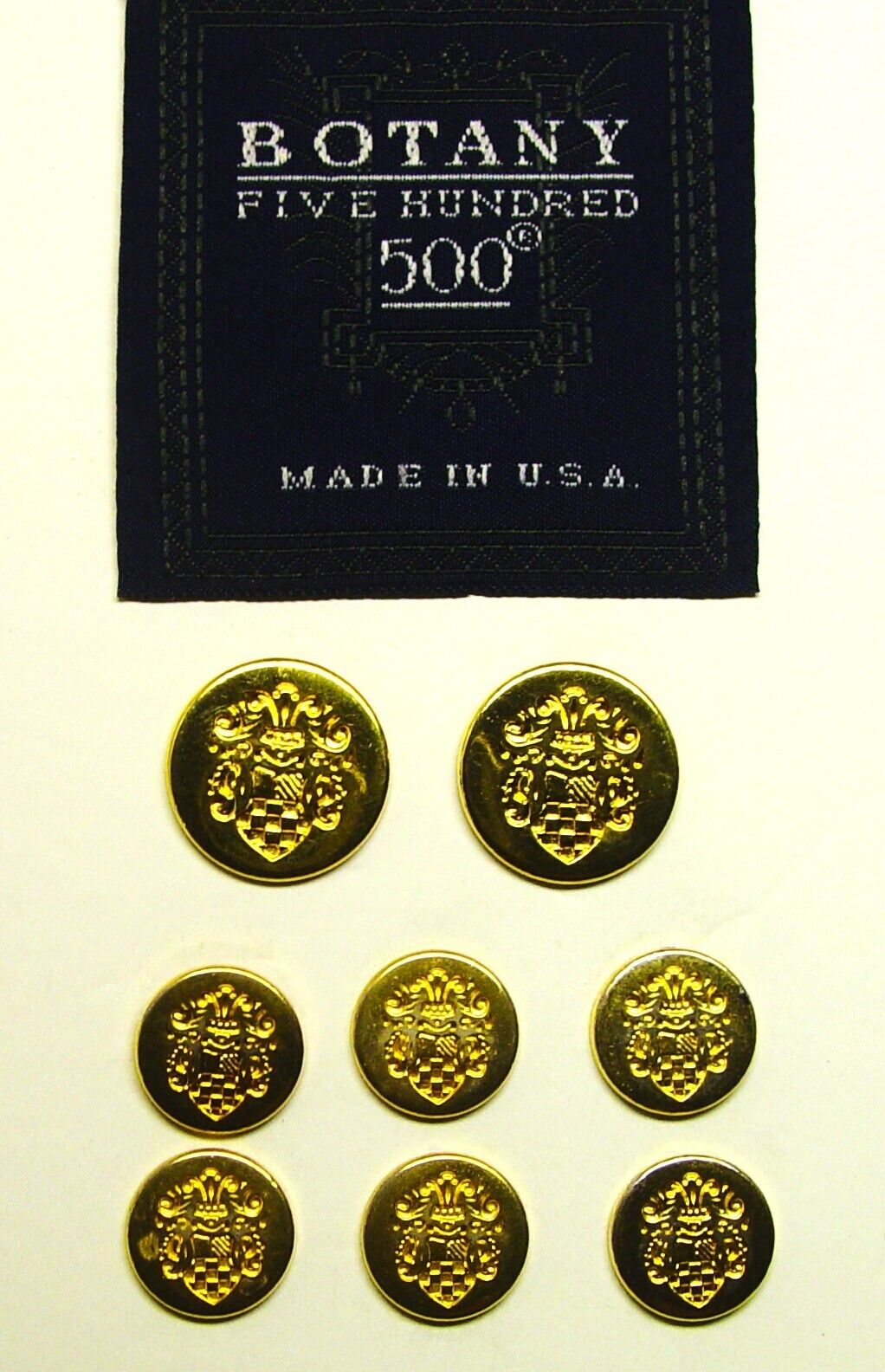 BOTANY 500 Replacement Buttons 8 gold tone solid metal buttons Fair Used Cond.
