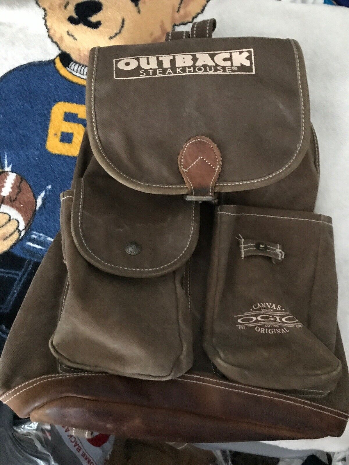 OGIO outback Steakhouse Cinch Leather Bottom Backpack Crew Employee Swag