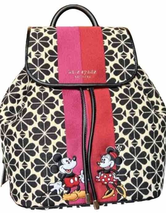 Kate Spade Disney Mickey Minnie Mouse 100 Years Flower Jacquard Backpack Bag NWT