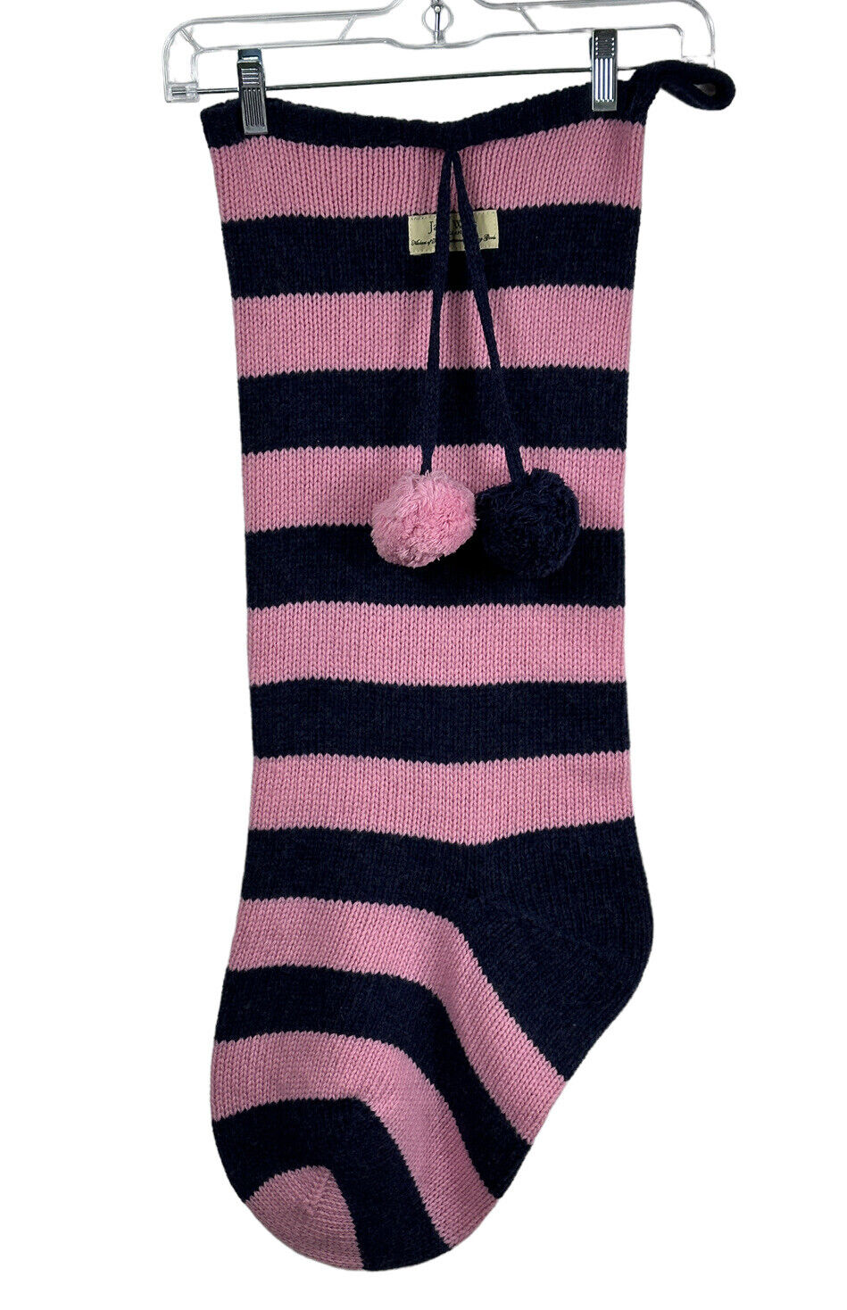 Jack Wills Knit Holiday Christmas Stocking Large 30” Pink Blue Tassels Rare