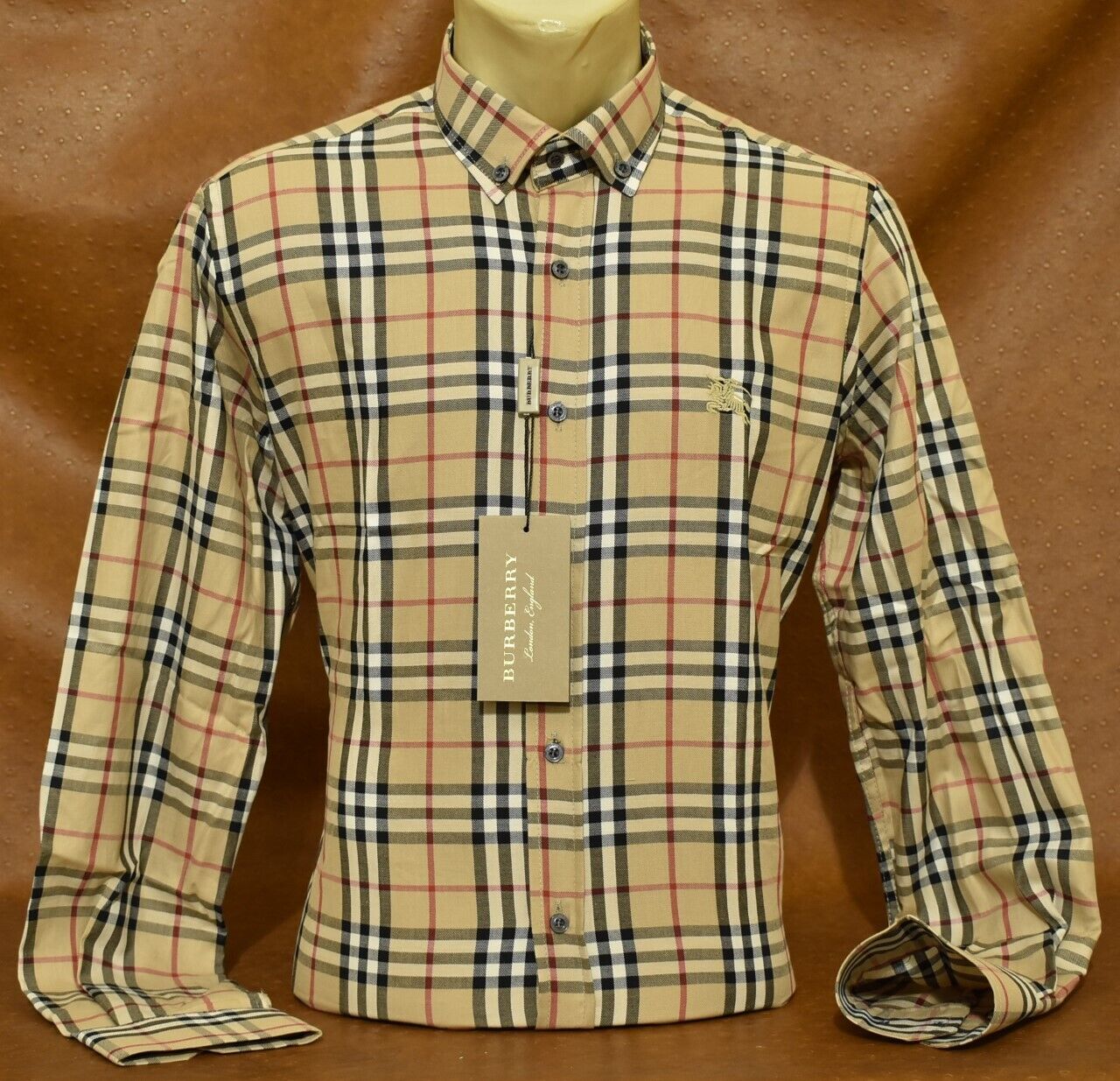 NWT Brand New MEN'S BURBERRY Long Sleeve SHIRT Slim Fit Size Small to 2XL