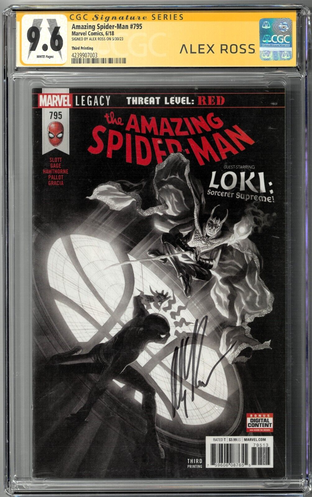 Amazing Spider-Man #795 CGC SS 9.6 (Jun 2018 Marvel) Signed Alex Ross, 3rd Print