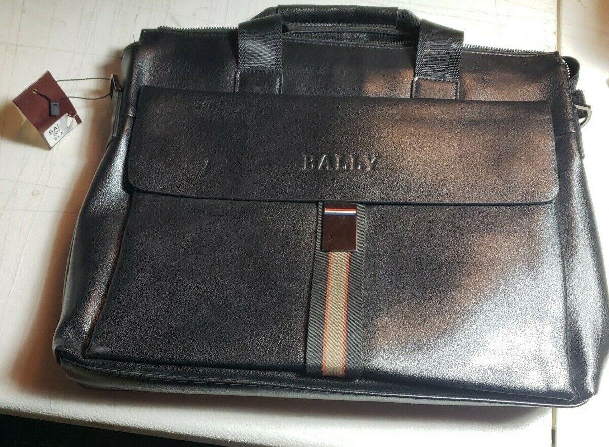 bally black leather bag tote style no strap