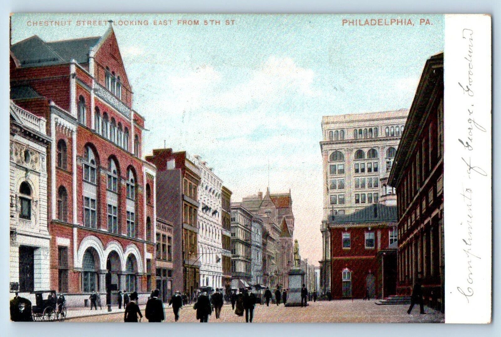 Philadelphia Pennsylvania PA Postcard Chestnut Street Looking East 5th Street