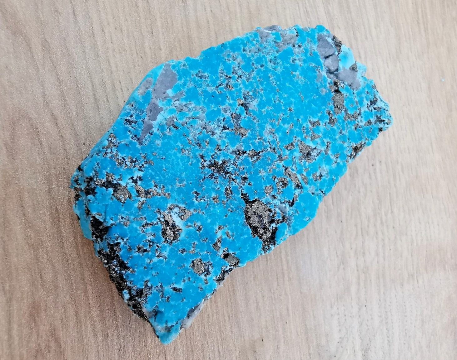 Turquoise With Pyrite Slab, 100% Natural Stone, Not Stabilized, 485 Carat