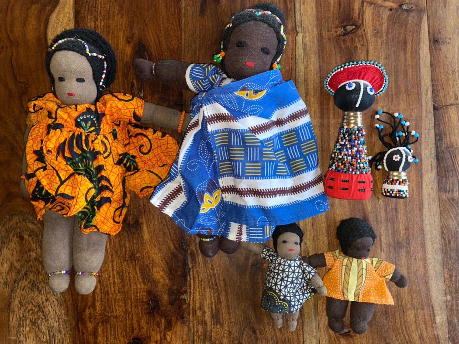 Lot of 5 Authentic South African Handmade crafted Dolls